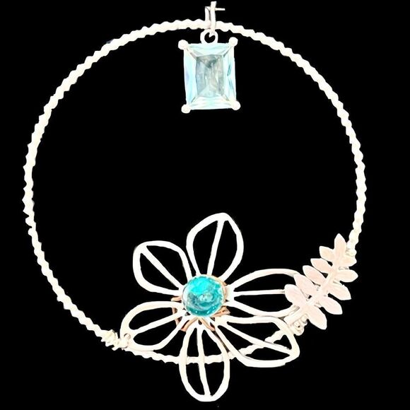 HANDCRAFTED Boho Chic Aquamarine & Lampwork Earrings - Picture 3 of 3